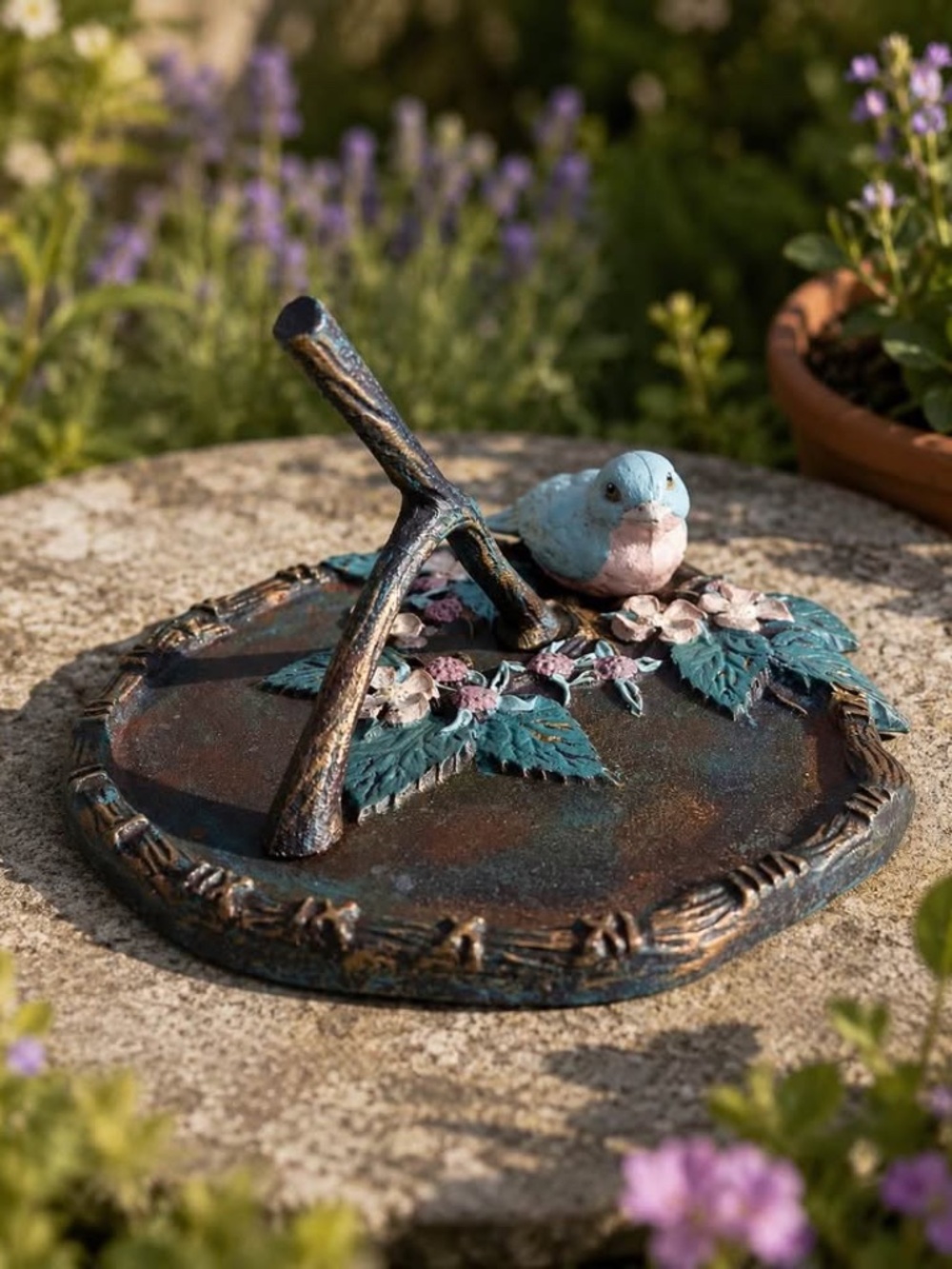 Bird Sundial Garden Decor Cottagecore Patio Accent Outdoor
